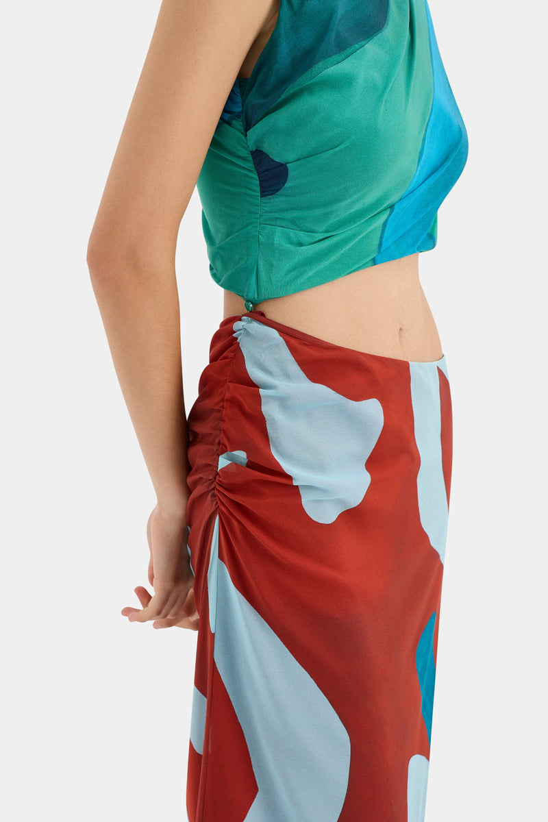 SIR the label Frankie Gathered Midi Skirt RUBY REFLECTION