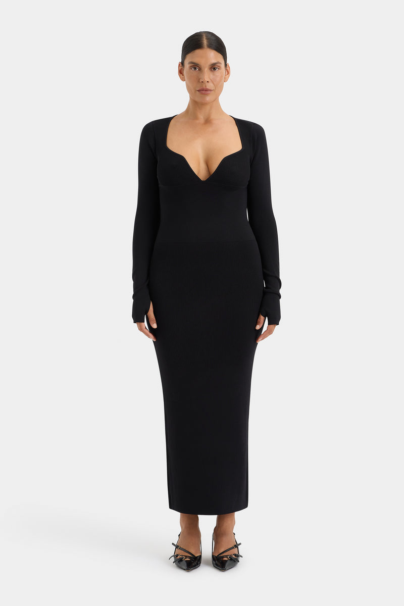 SIR the label Helena Long Sleeve Maxi Dress BLACK