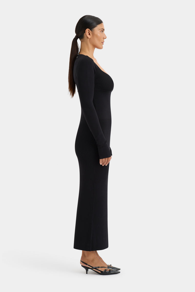 SIR the label Helena Long Sleeve Maxi Dress BLACK