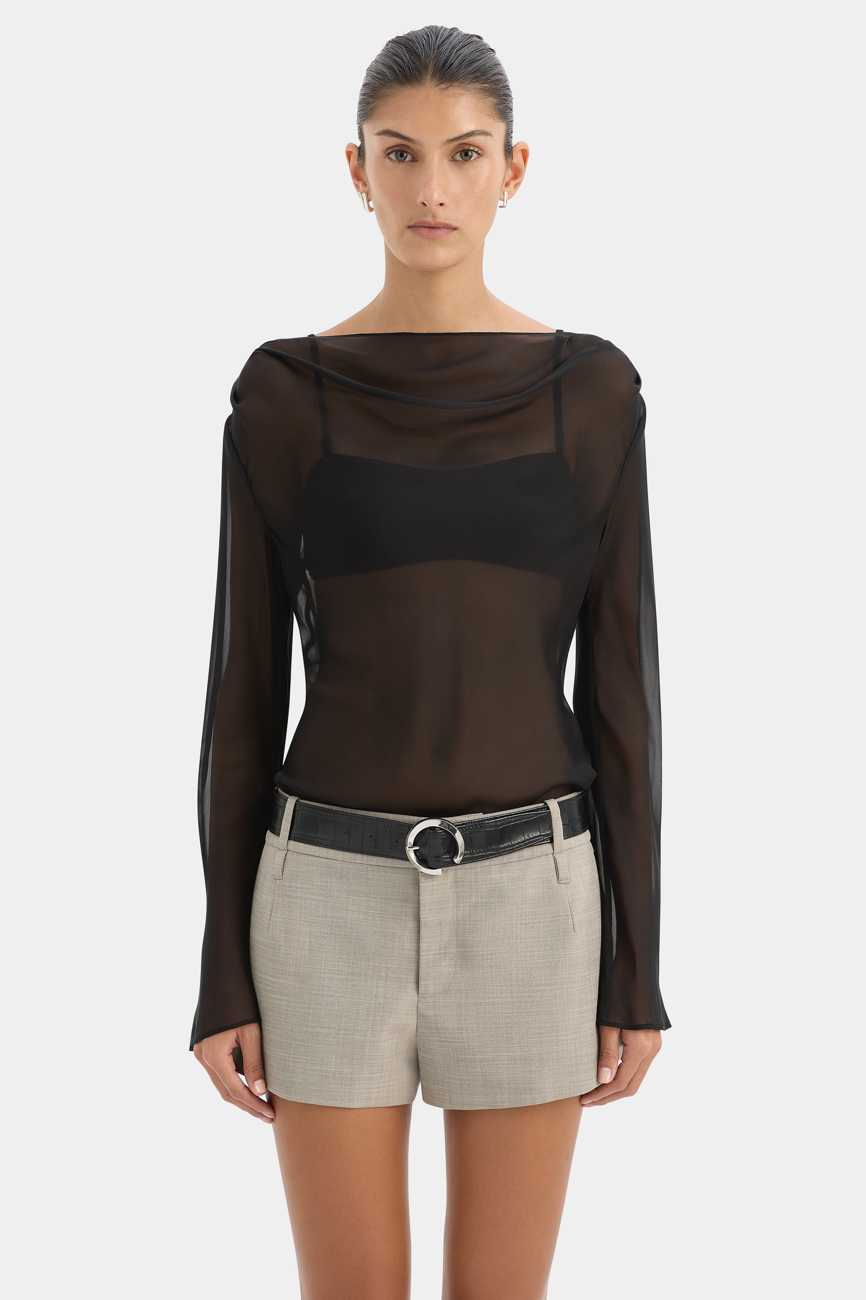 Strobe Long Sleeve Cowl Top