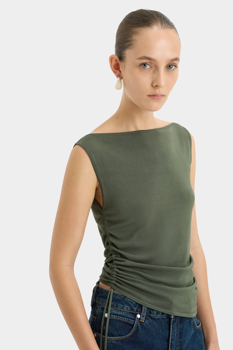 SIR the label Yolanda Ruched Tank KHAKI