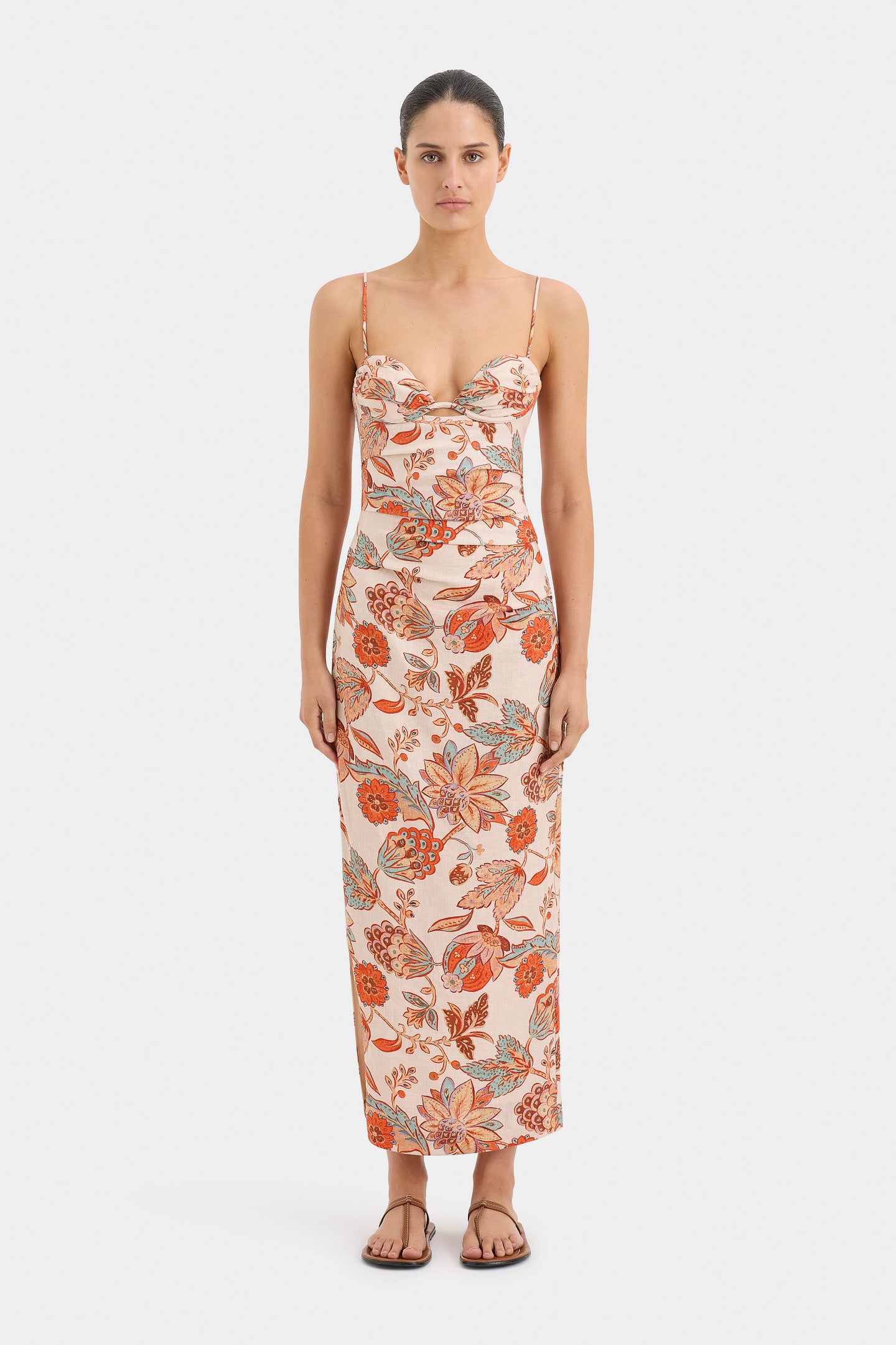 SIR the label Noemi Balconette Midi Dress DESERT WILDFLOWER