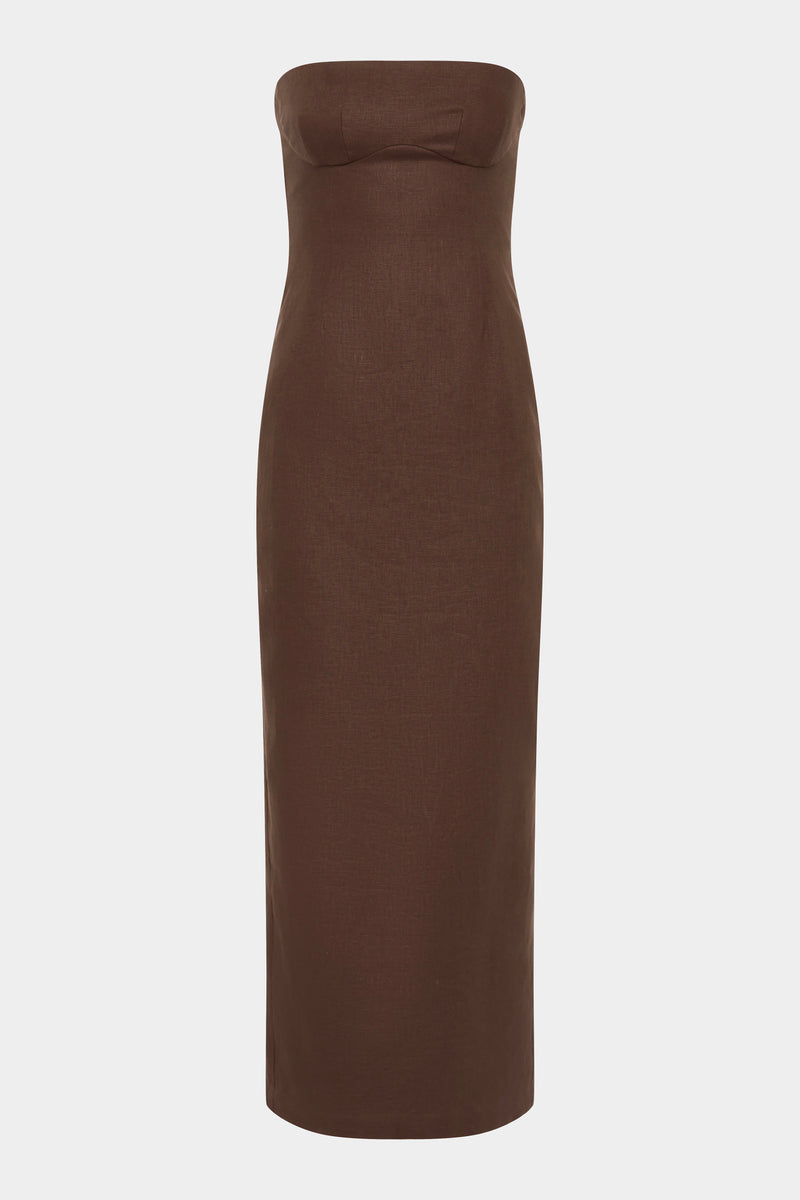 SIR the label Evalita Column Dress CHOCOLATE