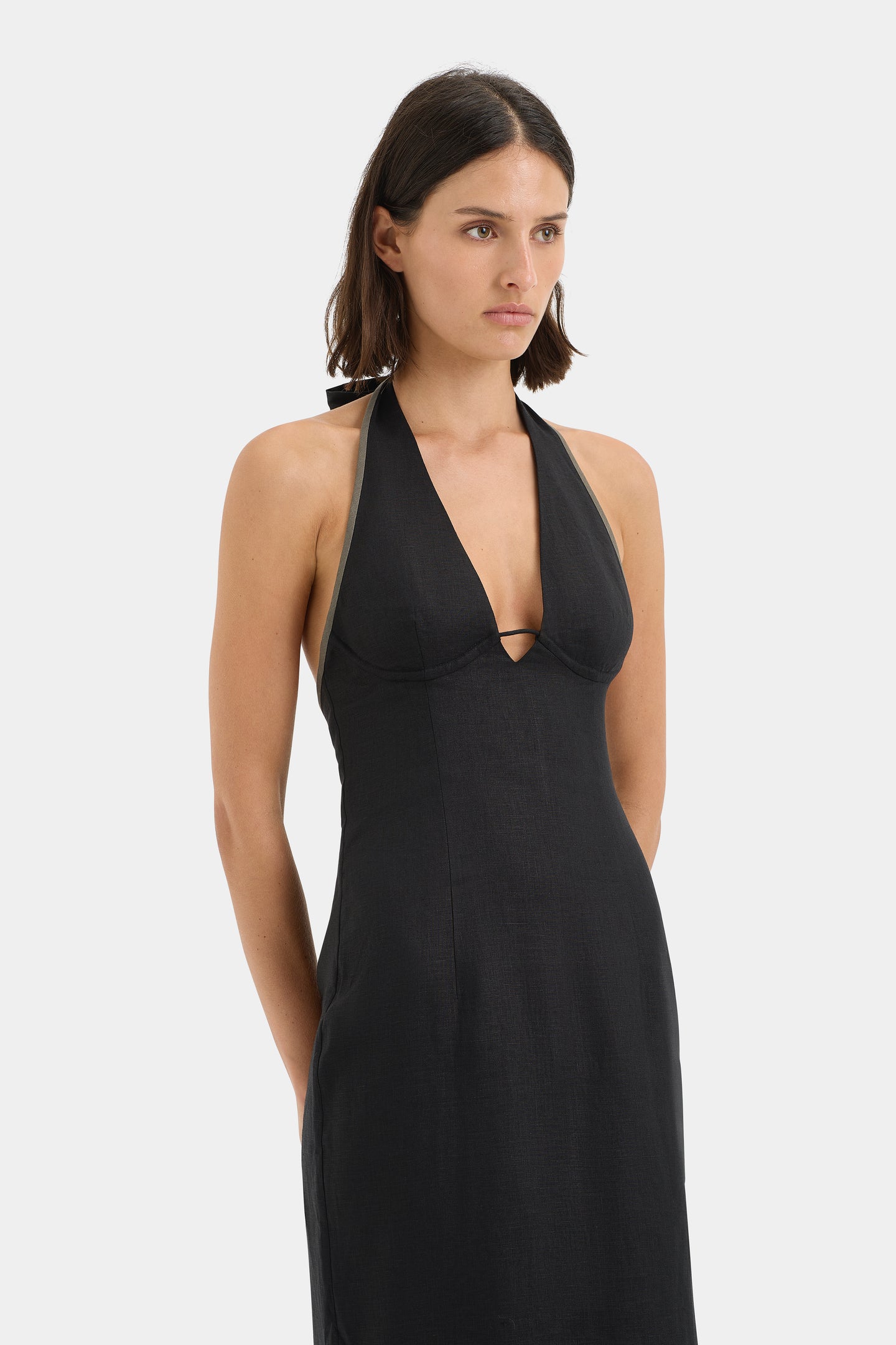 SIR the label Violet Halter Midi Dress Black