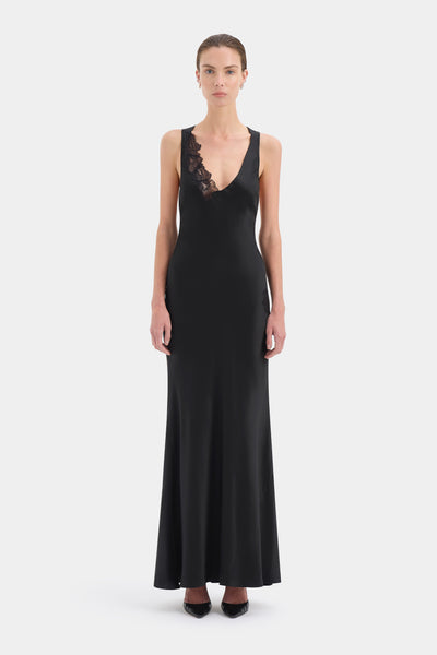 Montparnasse Gown | Black Silk & Japanese Lace Event Dress
