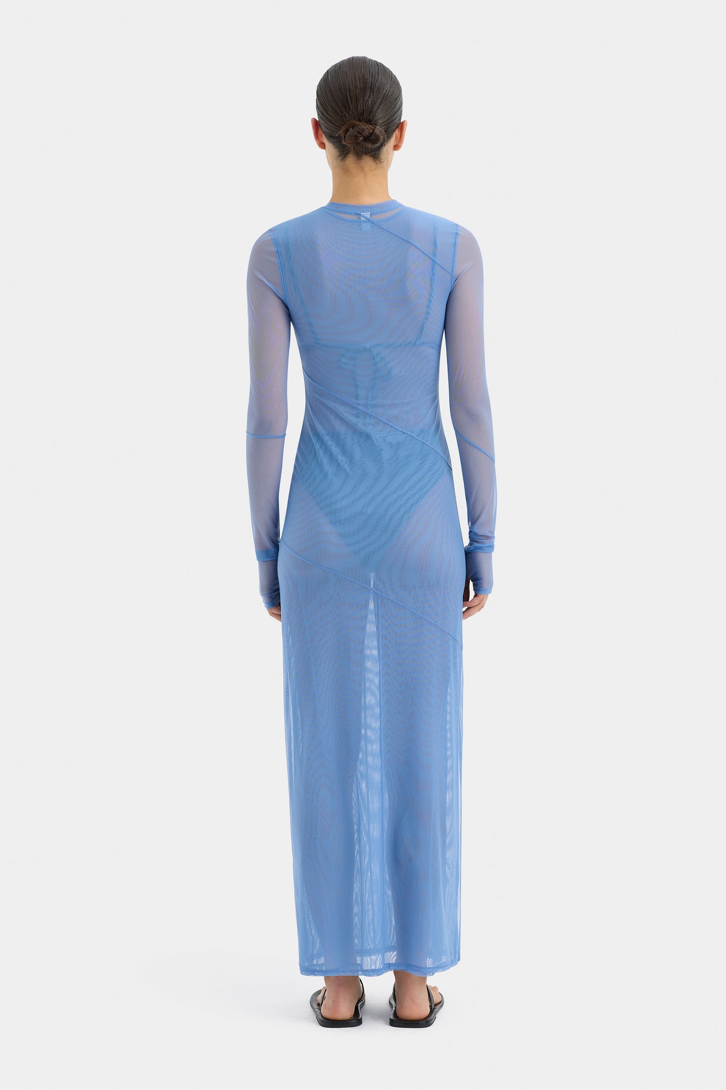 SIR the label Jacques Mesh Panelled Midi Dress Ultramarine