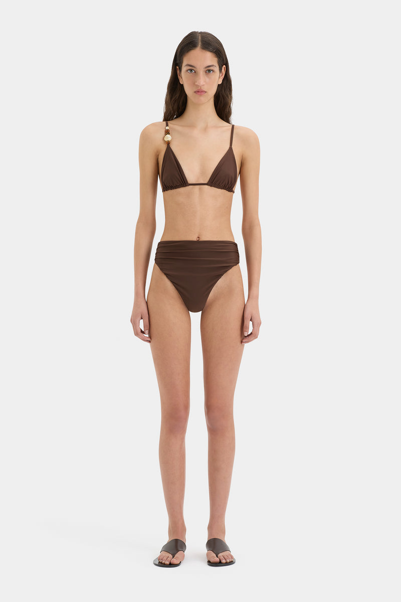SIR the label Jeanne Beaded String Triangle Top CHOCOLATE