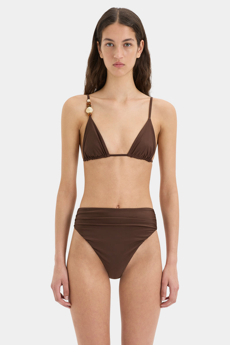 SIR the label Jeanne Beaded String Triangle Top CHOCOLATE