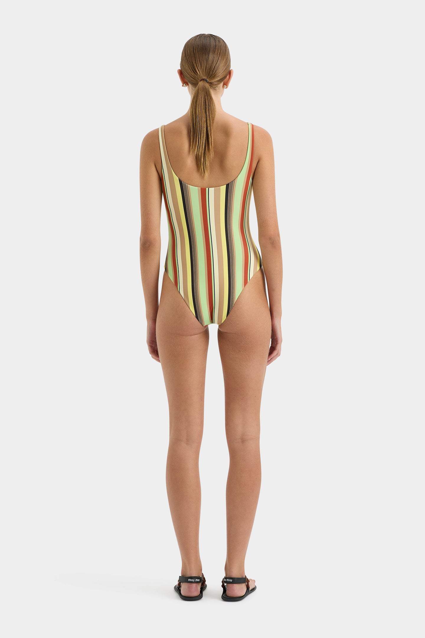 SIR the label Poolside Beaded One Piece PALM STRIPE