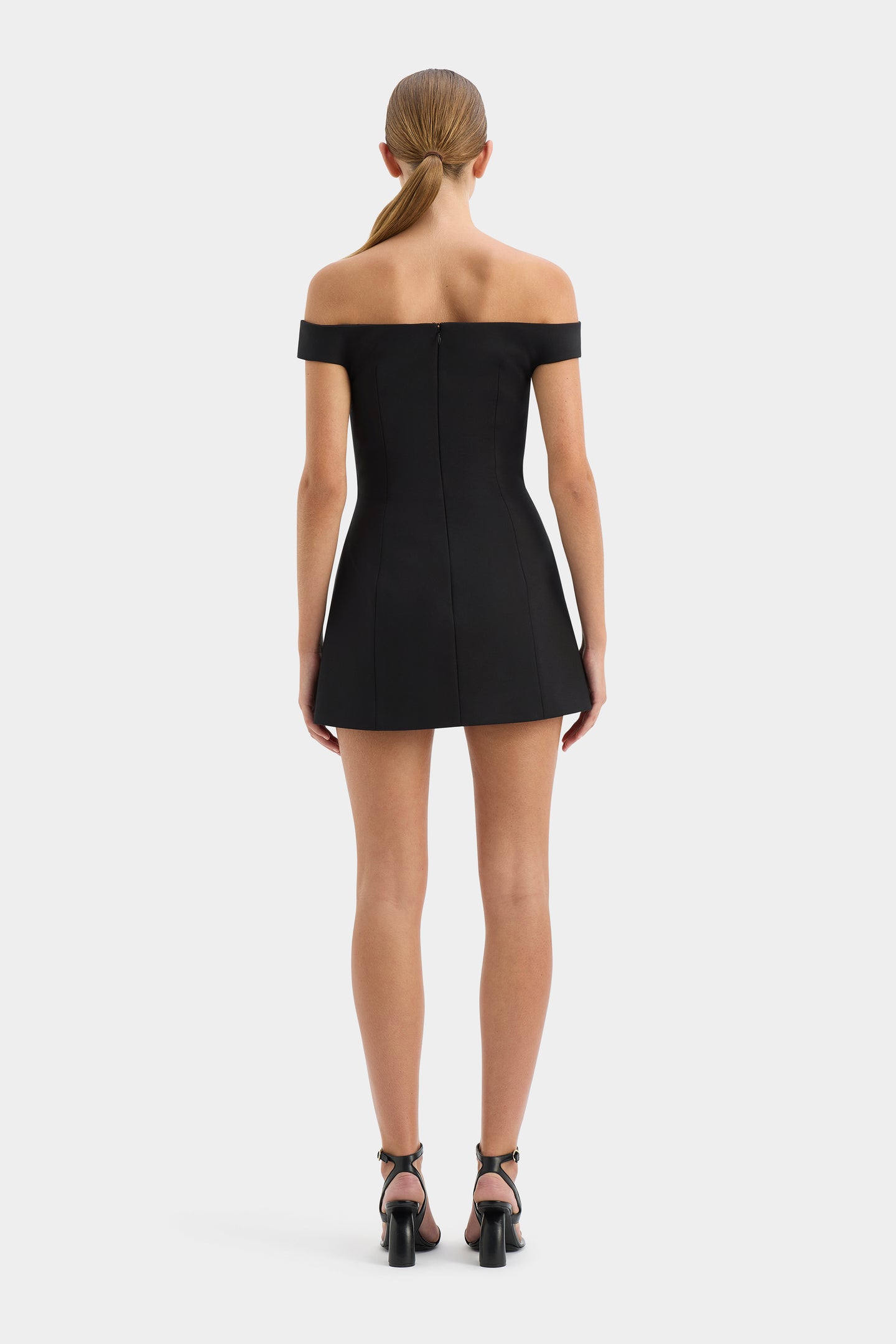SIR the label Sandrine Off Shoulder Mini Dress BLACK