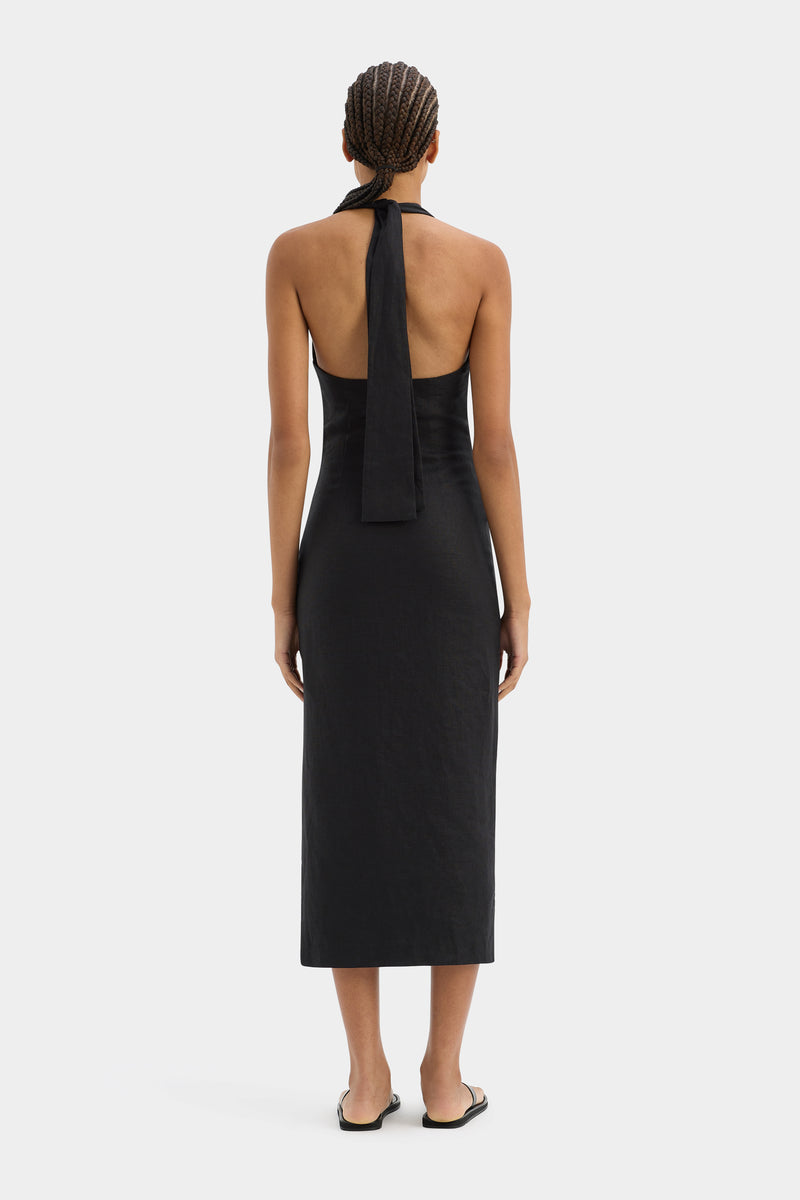 SIR the label Iris Halter Midi Dress BLACK