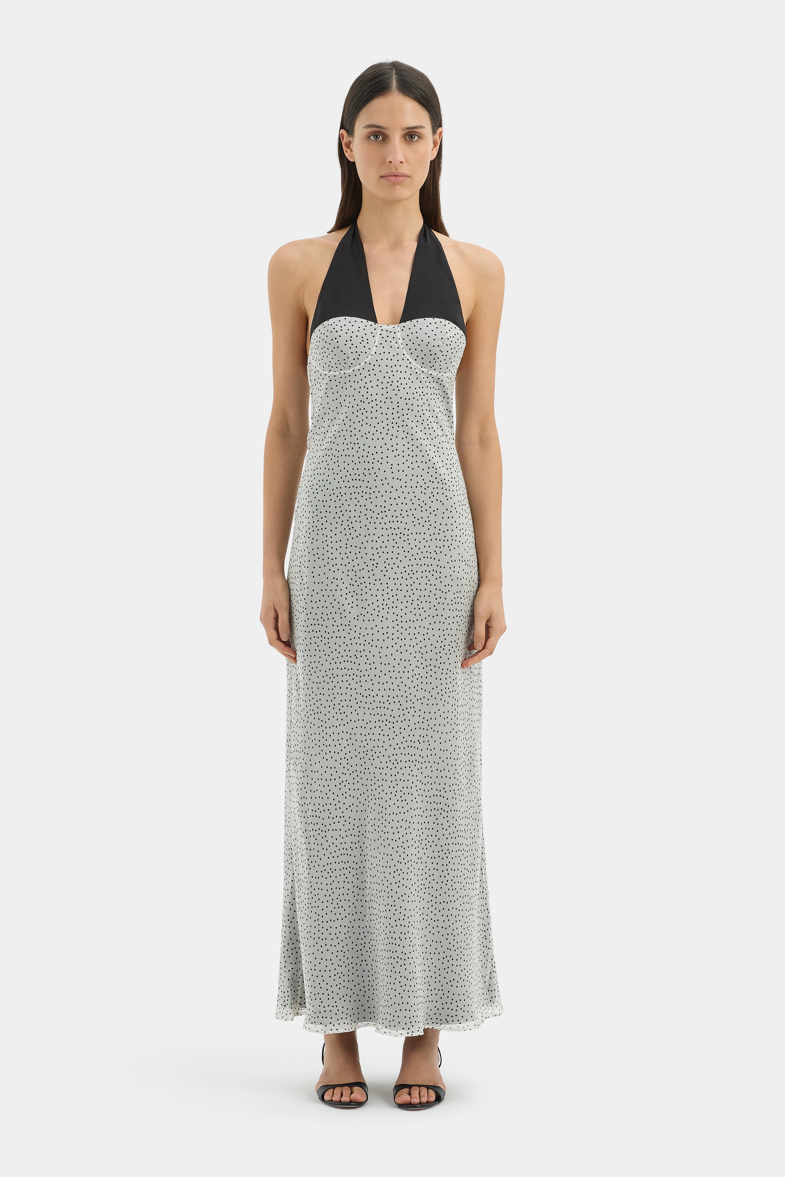 Lisander Halter Midi Dress | White Polka Dot Bianca | SIR.
