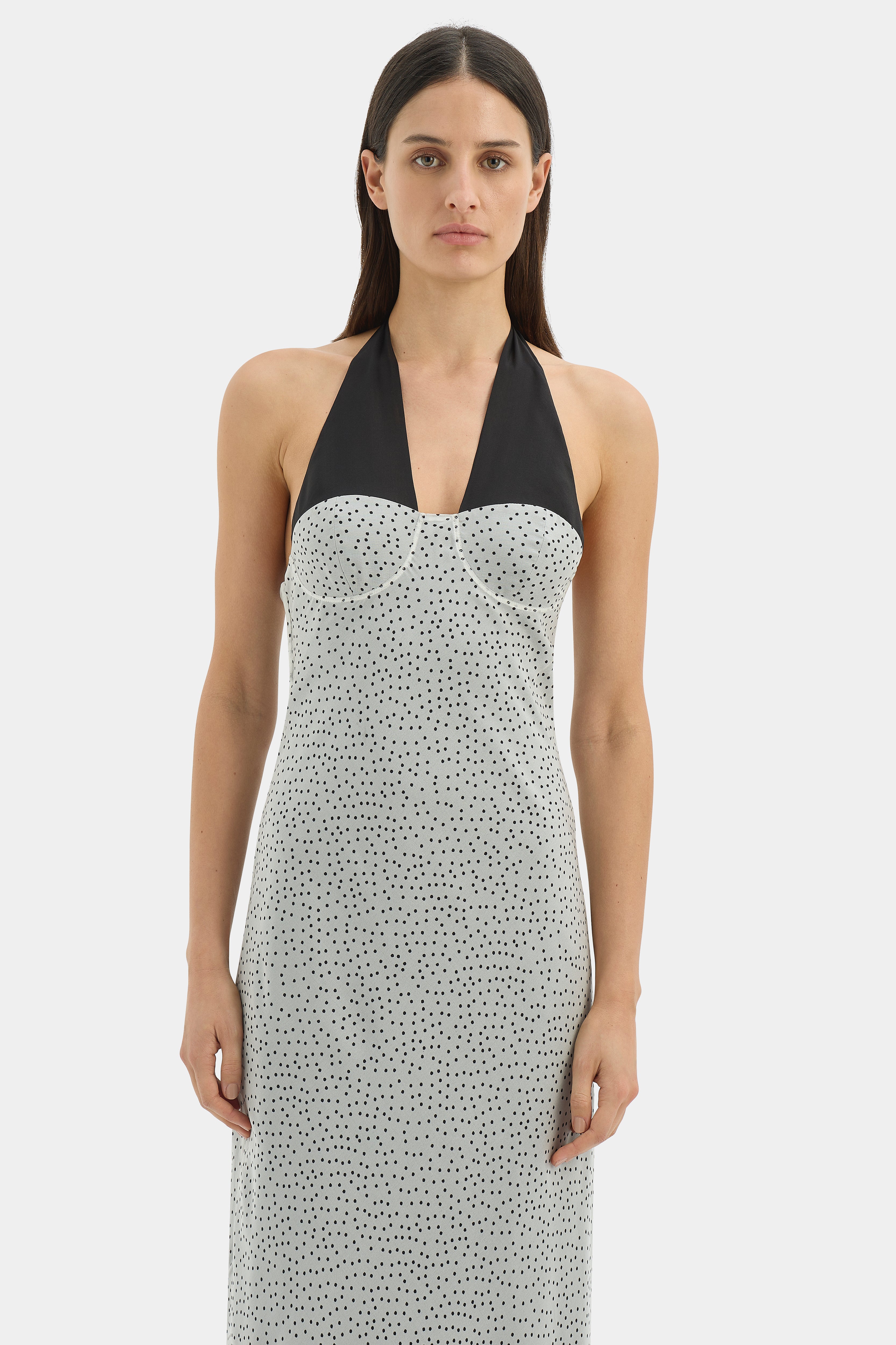 ワンピース [ALCMY] Dots Halter Dress Lisander Halter Midi Dress | White Polka Dot Bianca | SIR.
