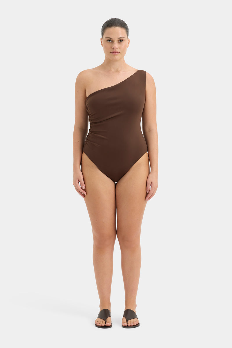 SIR the label Jeanne One Shoulder One Piece CHOCOLATE