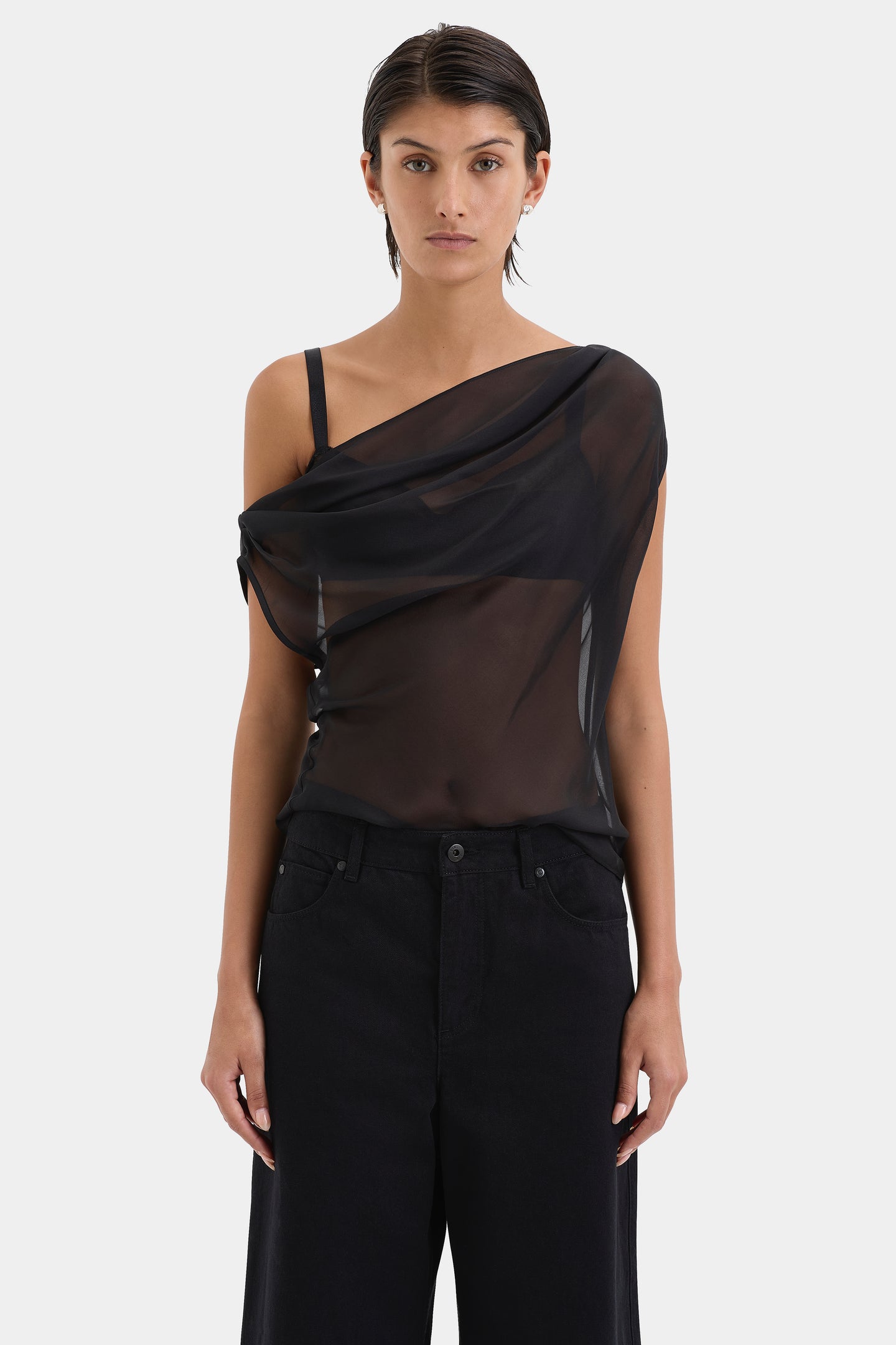 SIR the label Strobe Cowl Top Black