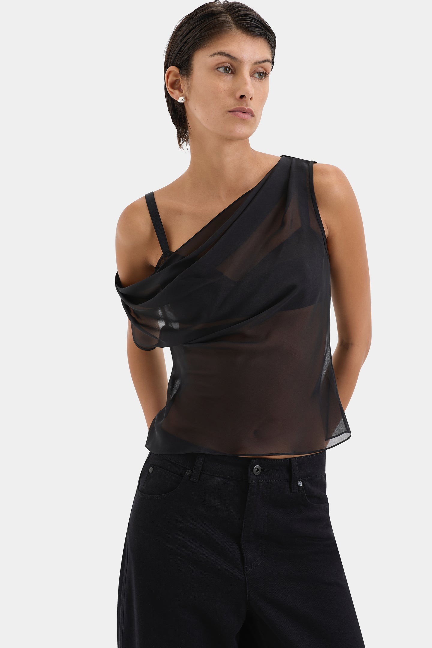 SIR the label Strobe Cowl Top Black