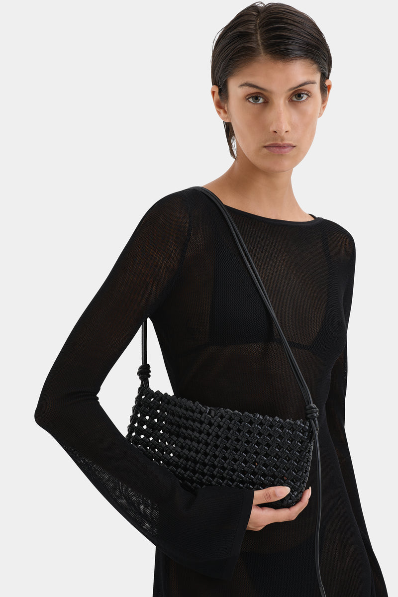 Black macrame bag sale