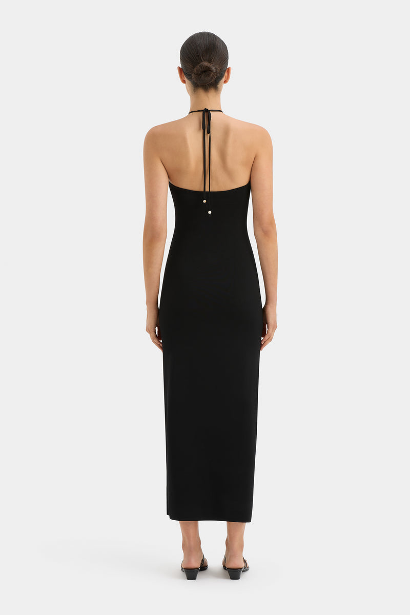 SIR the label Salvador Beaded Halter Dress BLACK