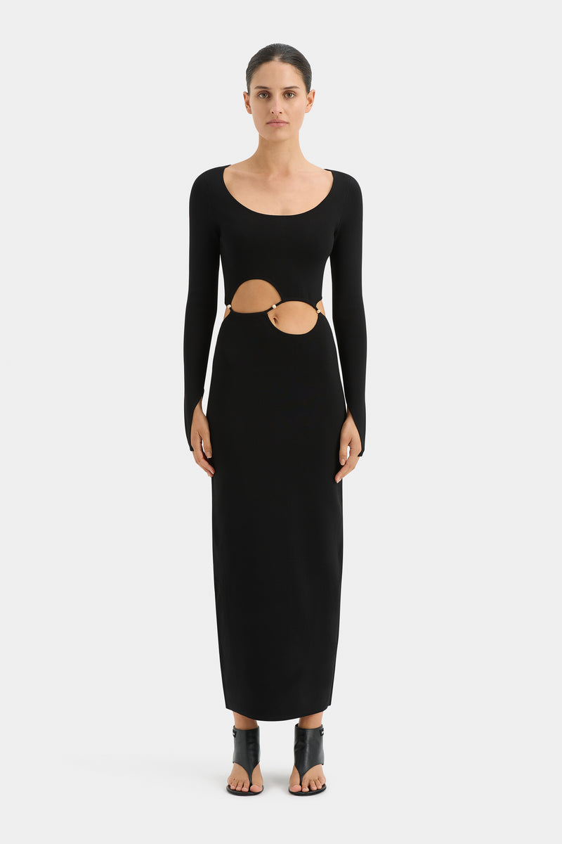 SIR the label Salvador Beaded Long Sleeve Dress BLACK