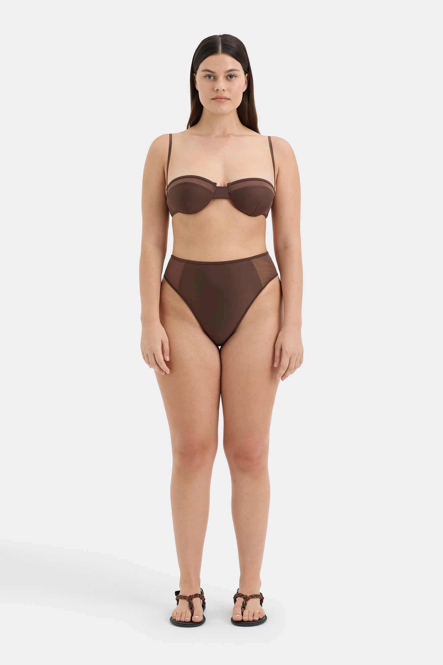 SIR the label Dunes Splice High Cut Brief CHOCOLATE