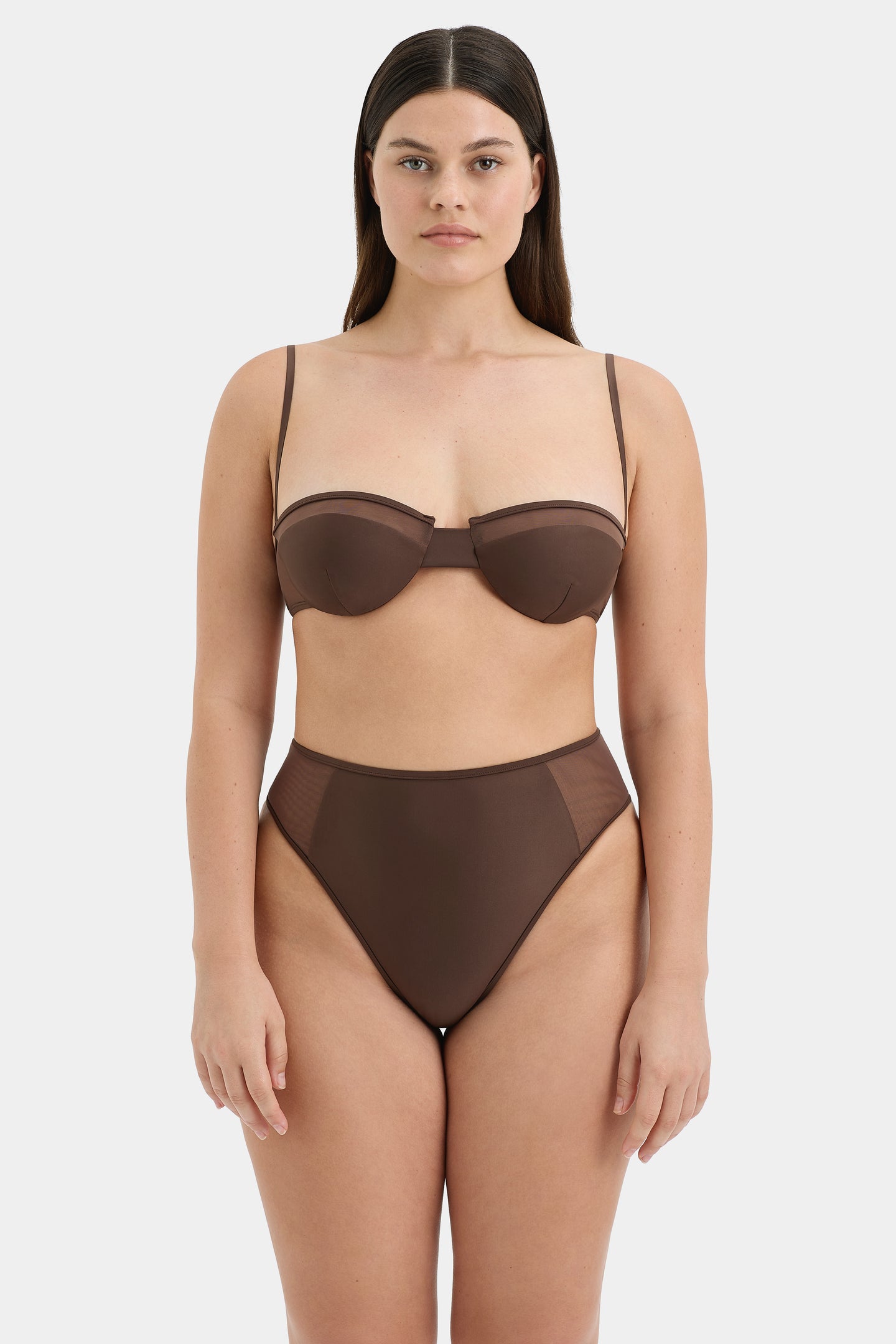 SIR the label Dunes Splice High Cut Brief CHOCOLATE