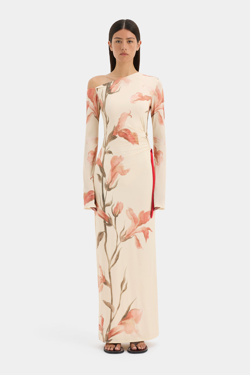 SIR the label Hana Tie Maxi Dress Gladioli Print