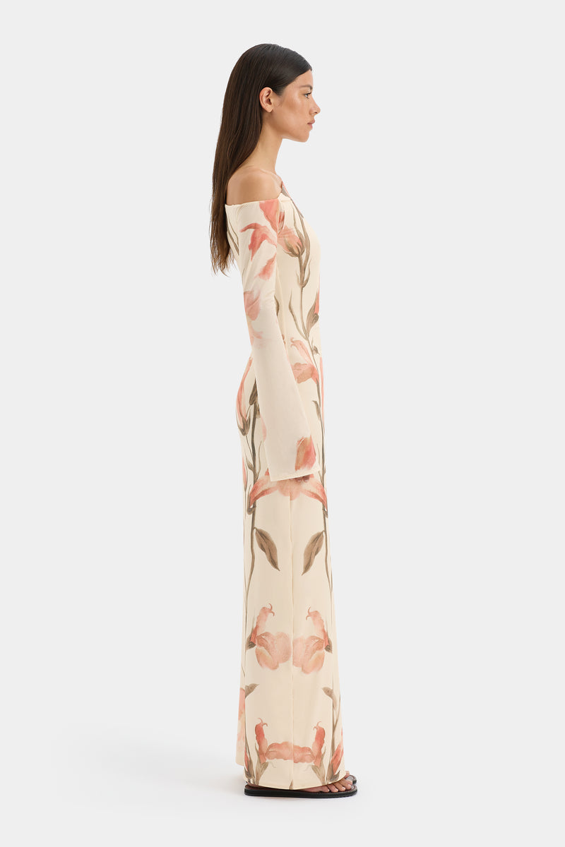 SIR the label Hana Tie Maxi Dress Gladioli Print