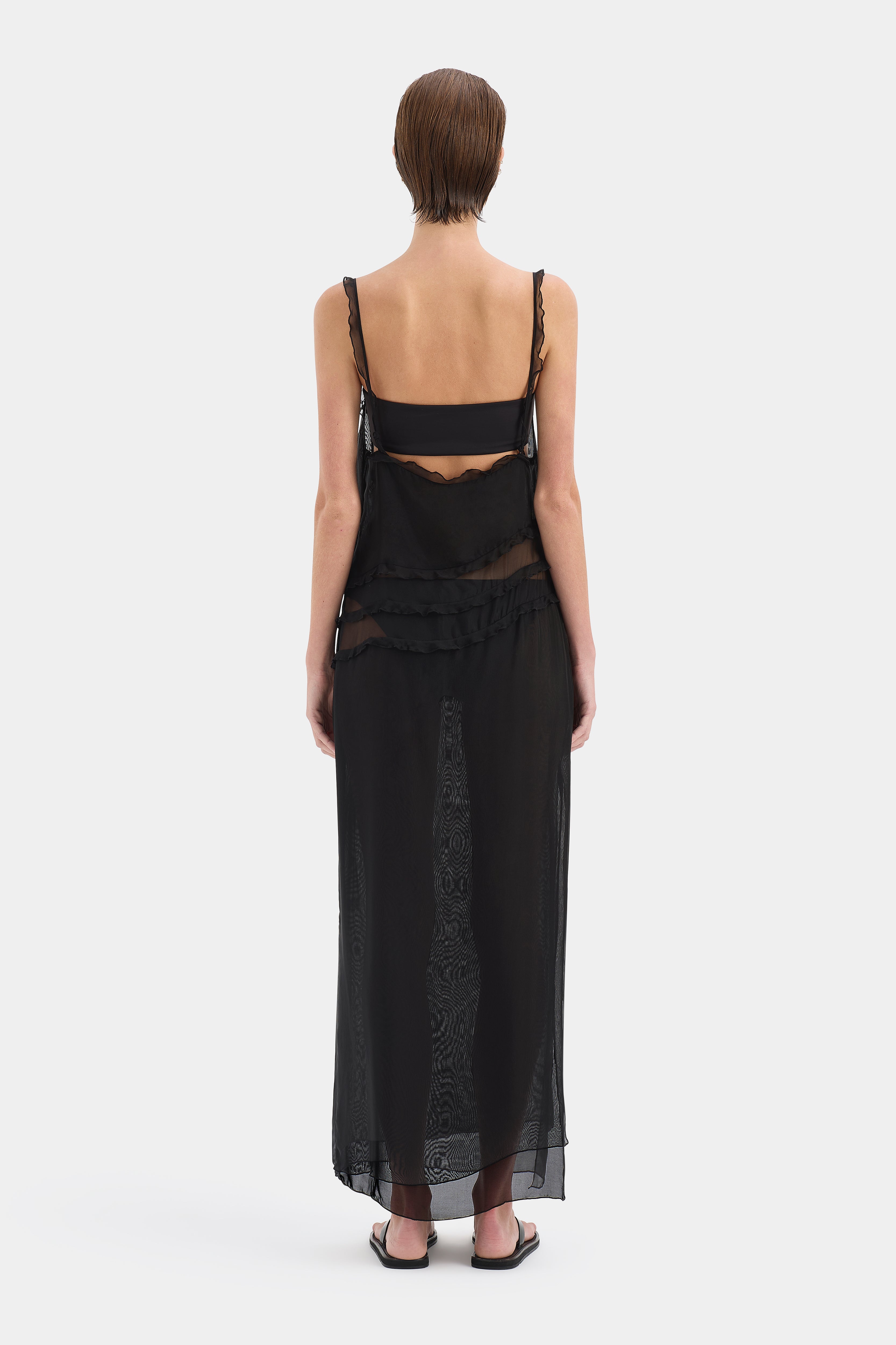 aurelia midi slip dress Aurelia Midi Dress | Black Silk Blend Frill Dress