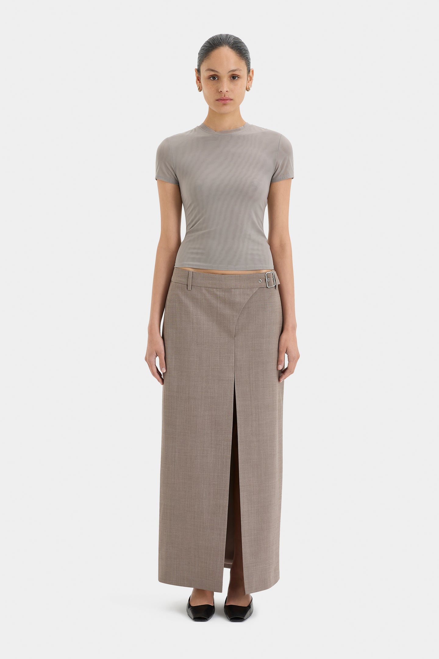 SIR the label Leonardo Belted Skirt TAUPE