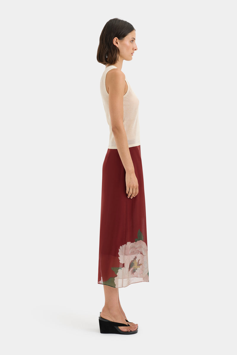SIR the label Florian Midi Skirt Wildflower Floral