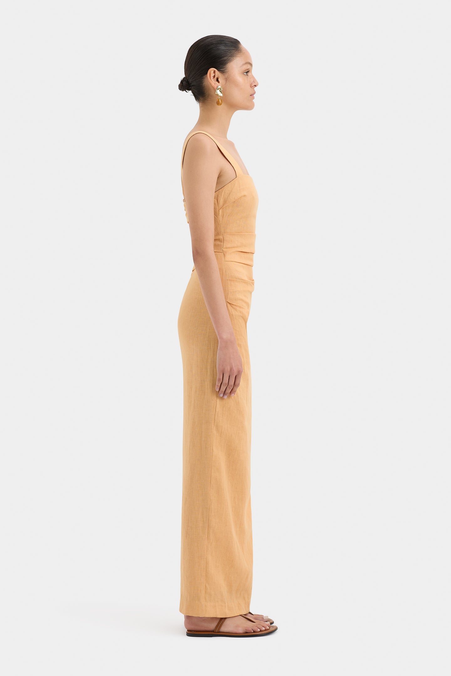 SIR the label Antonia Beaded Midi Dress LIGHT TAN