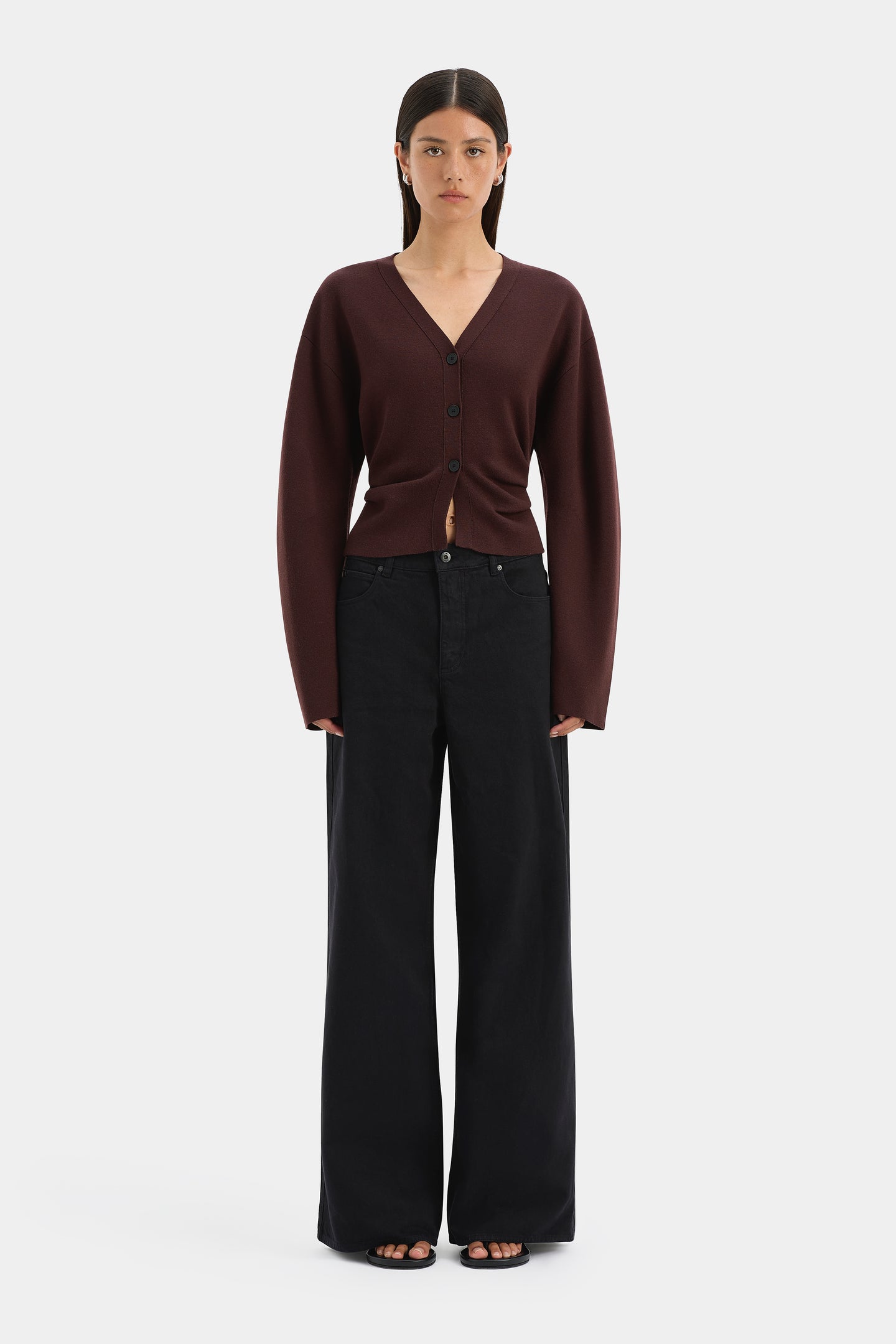 SIR the label Ayana Gathered Cardigan Plum