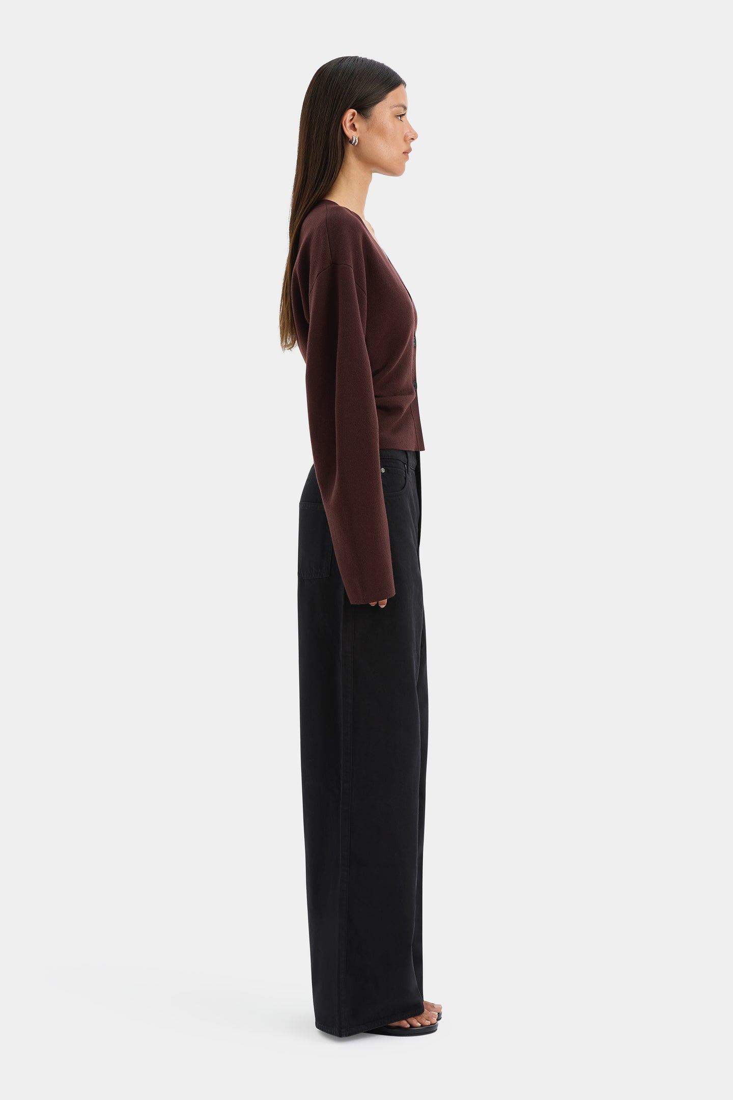 SIR the label Ayana Gathered Cardigan Plum