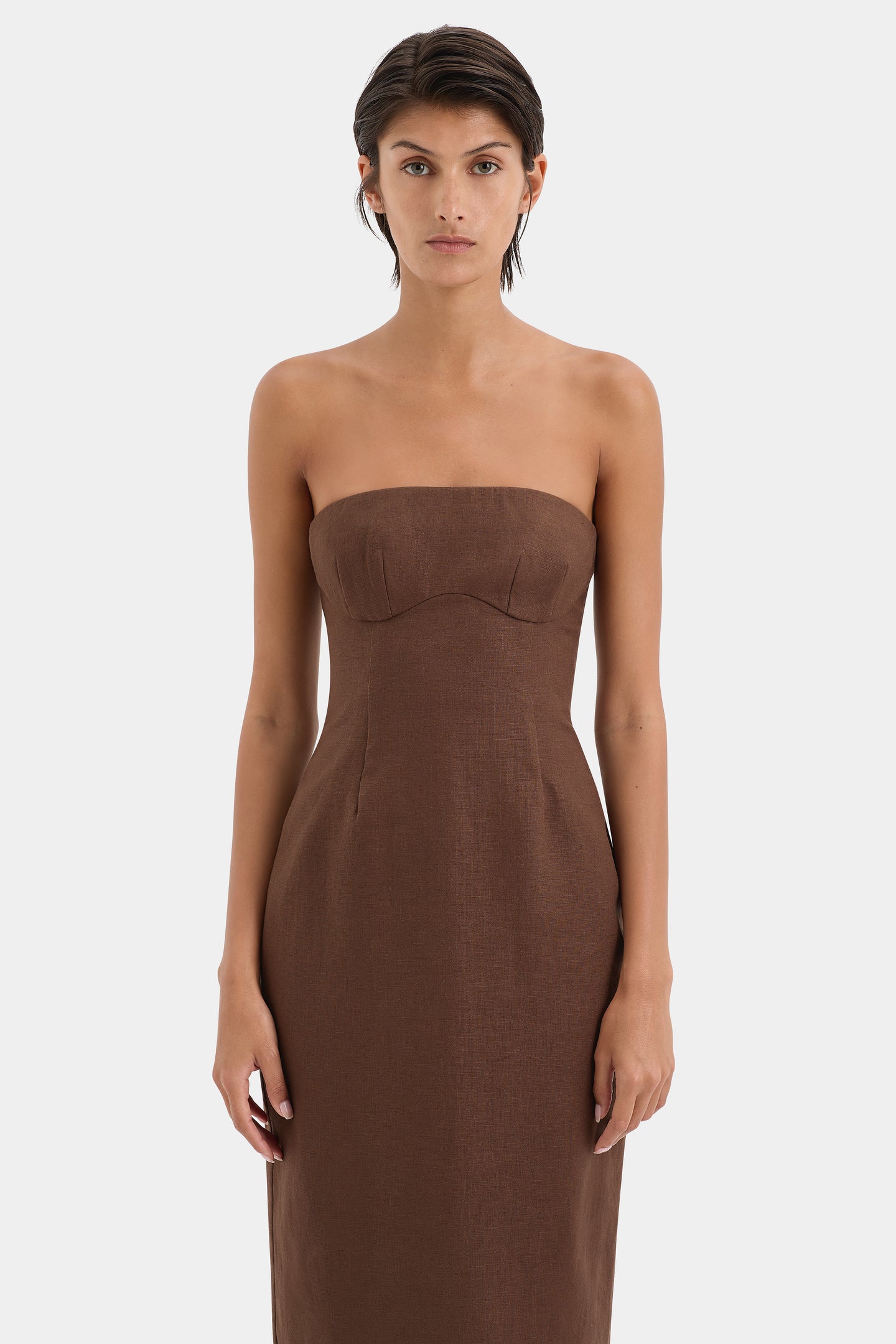 SIR the label Evalita Column Dress CHOCOLATE