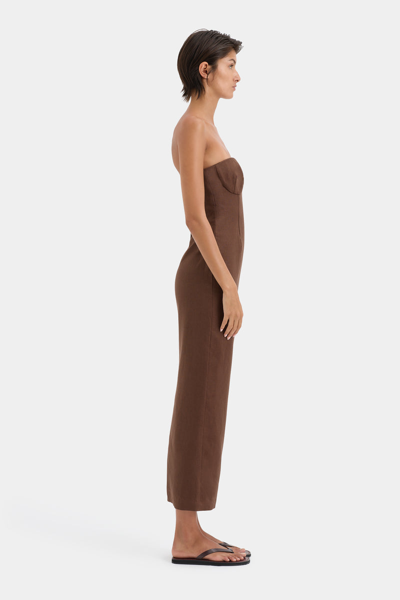 SIR the label Evalita Column Dress CHOCOLATE