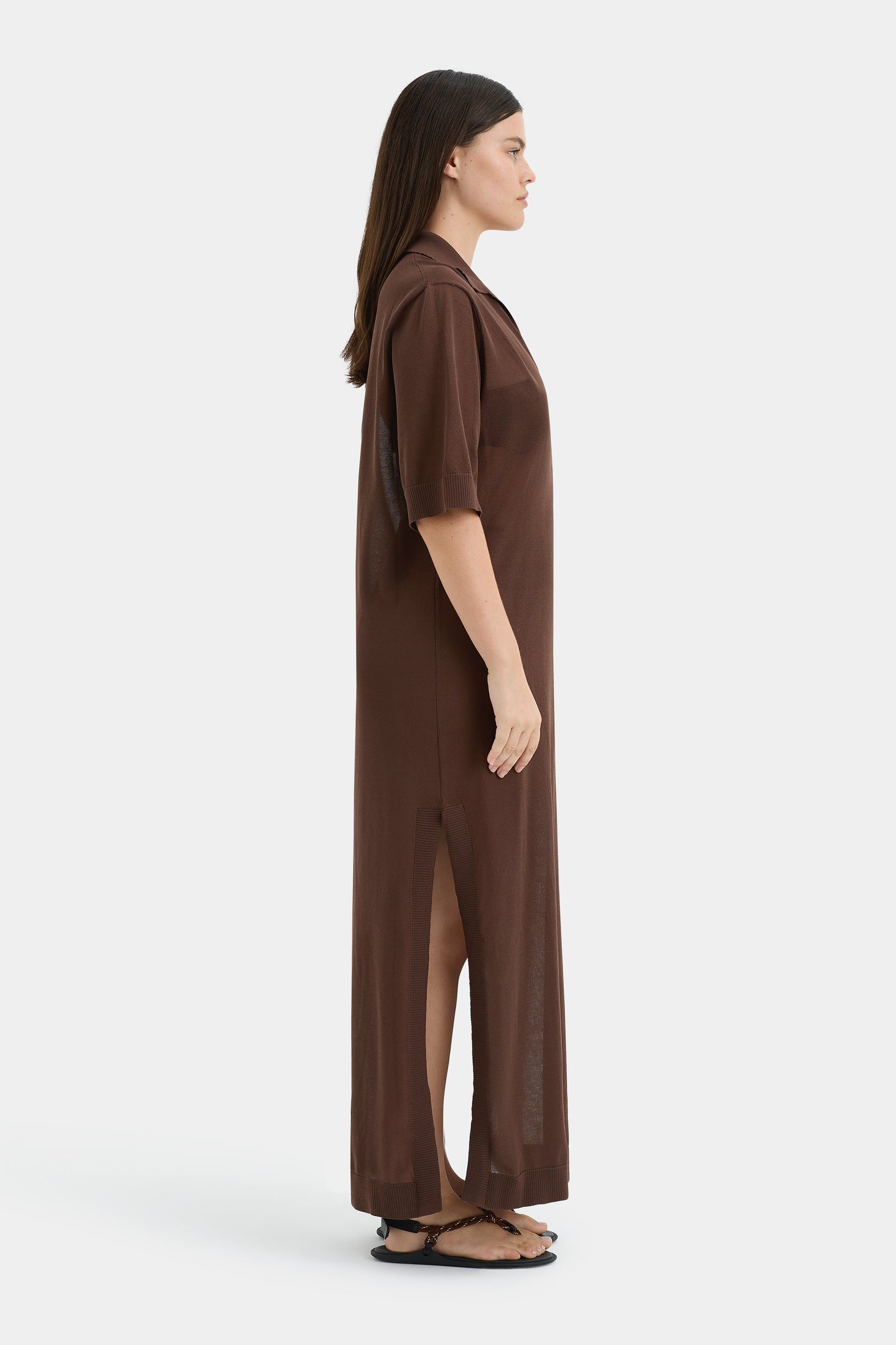 SIR the label Coastline Overlay Dress CHOCOLATE