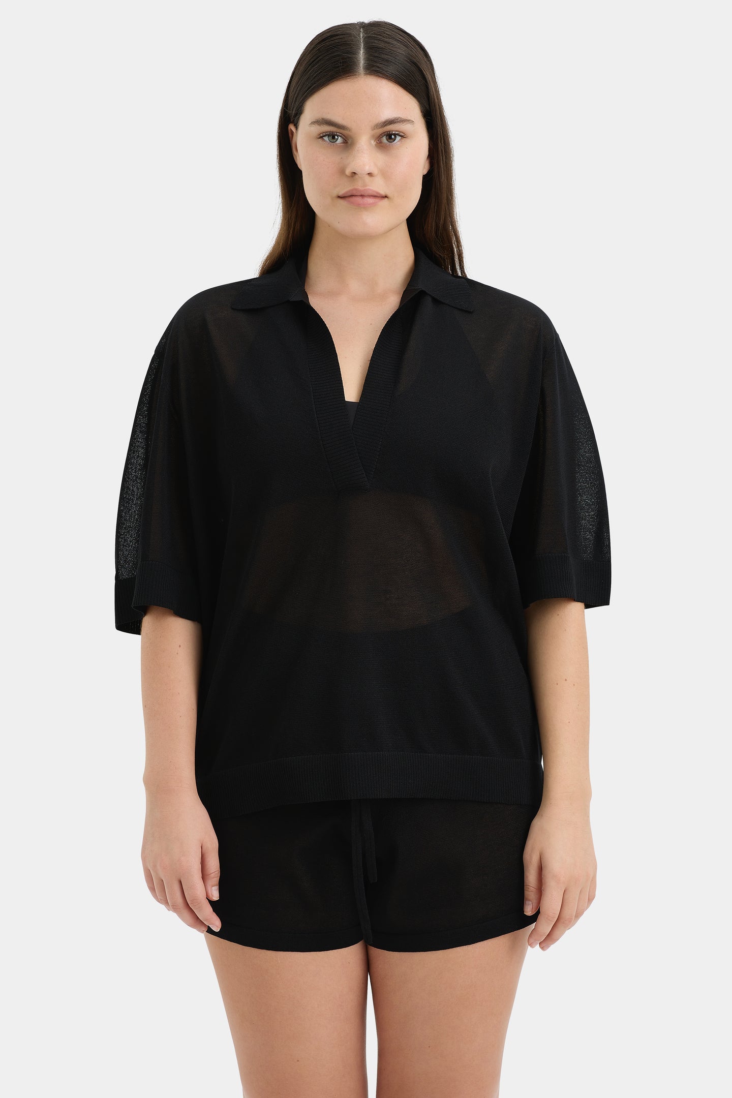 SIR the label Coastline Overlay Shirt BLACK