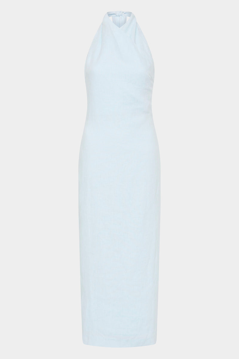 SIR the label Iris Halter Midi Dress LIGHT BLUE