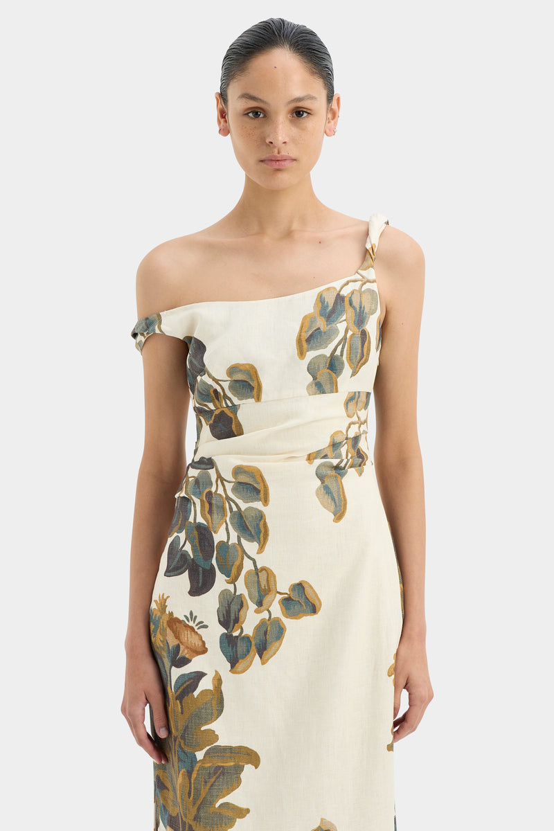 SIR the label Evalita Twist Midi Dress PINE VALLEY