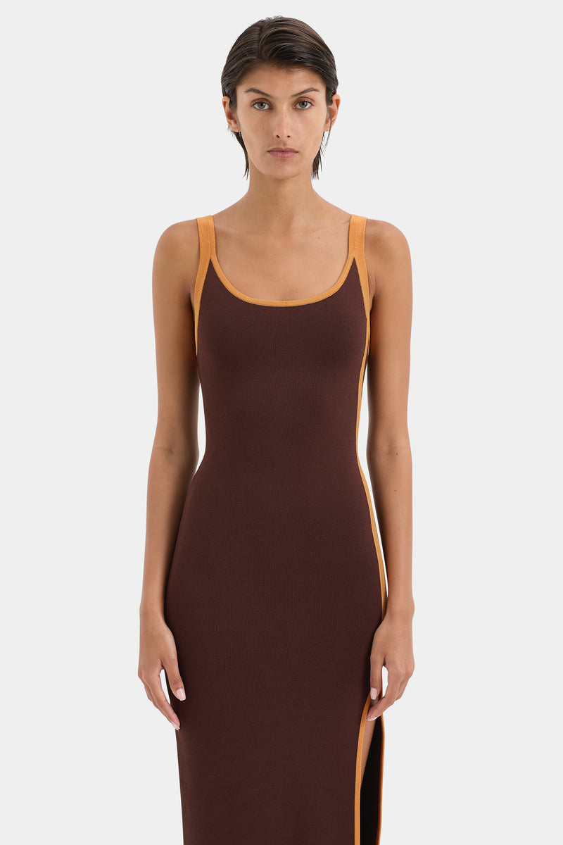 SIR the label Solana Midi Dress CHOCOLATE