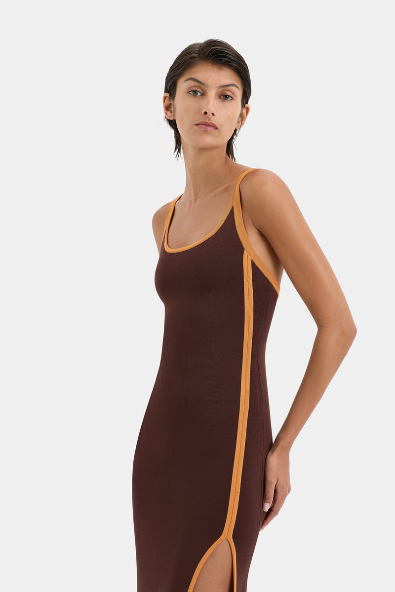 SIR the label Solana Midi Dress CHOCOLATE