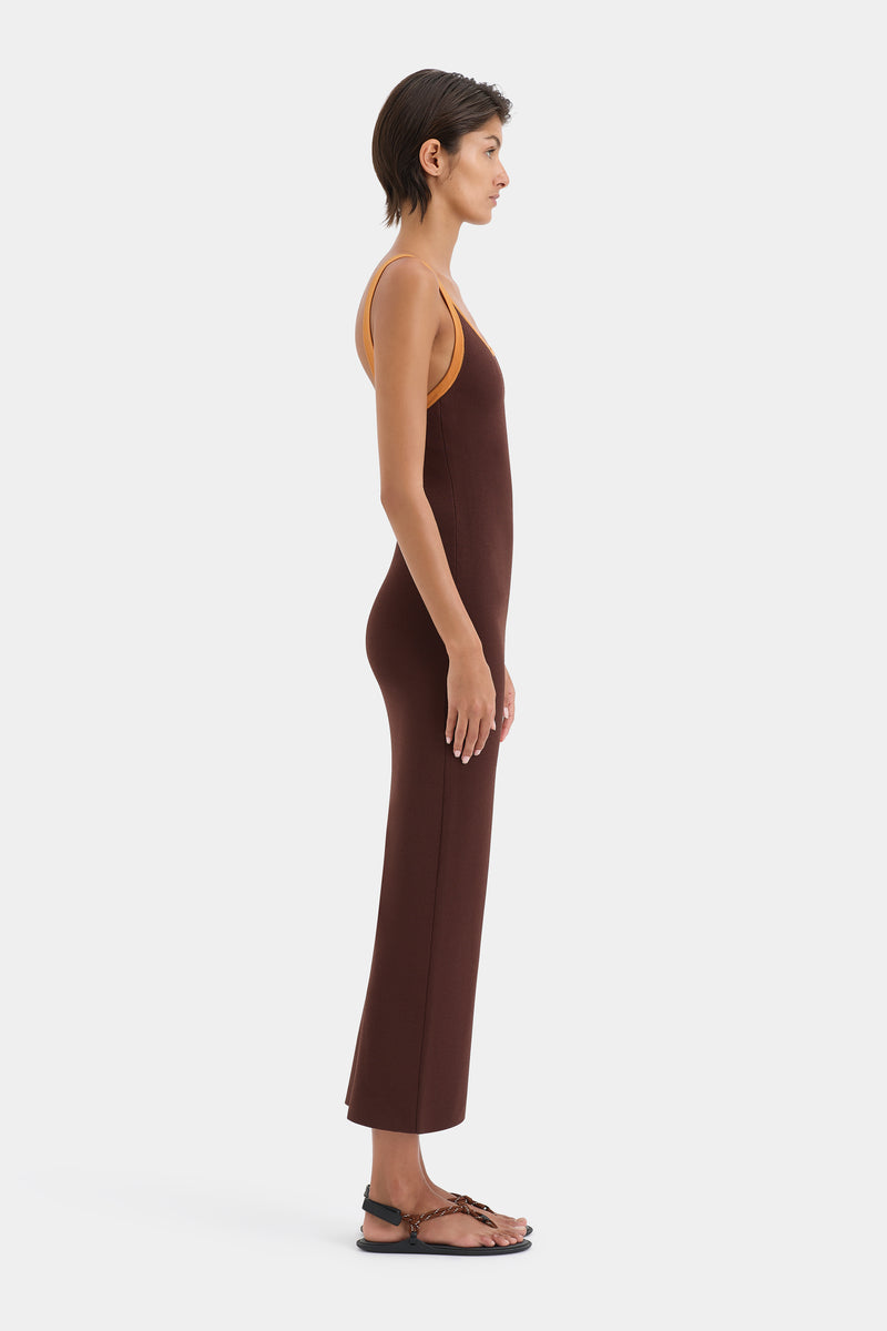 SIR the label Solana Midi Dress CHOCOLATE