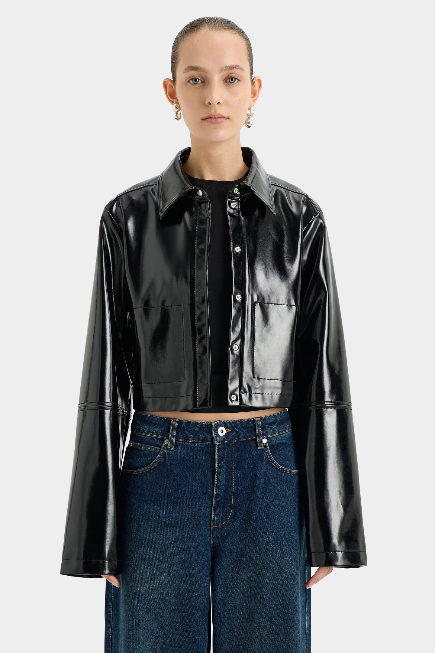 SIR the label Midnight Crop Jacket BLACK