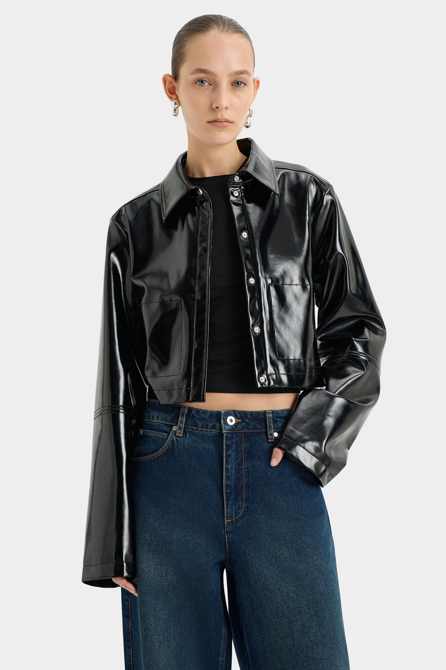 SIR the label Midnight Crop Jacket BLACK