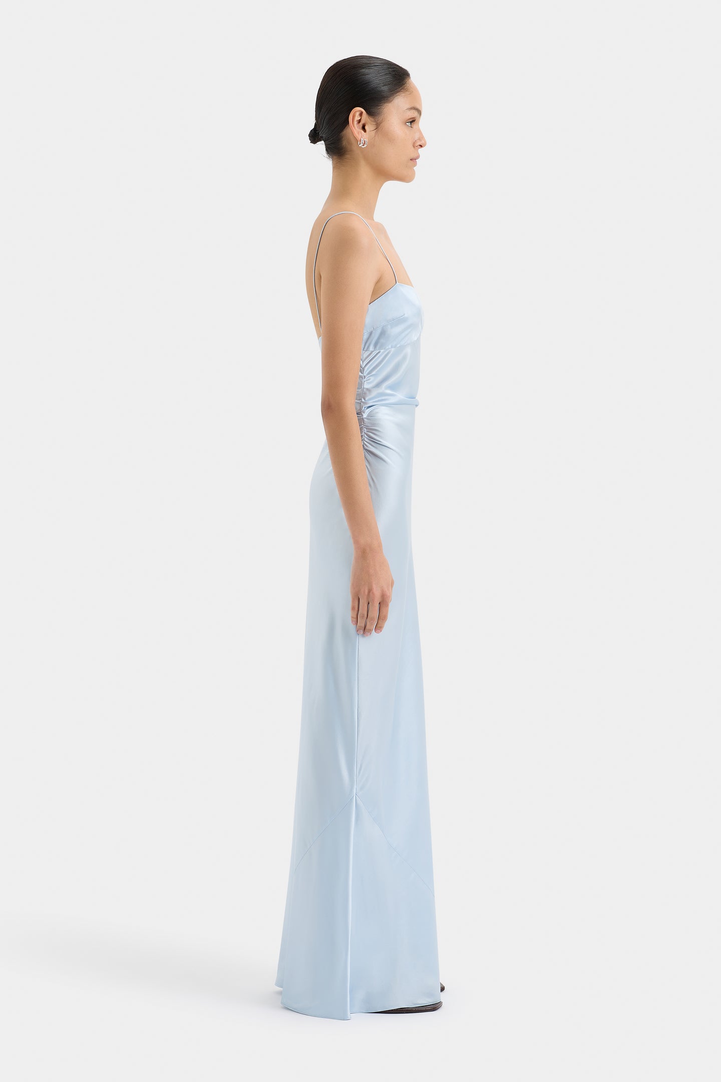 Light blue slip dress silk best sale