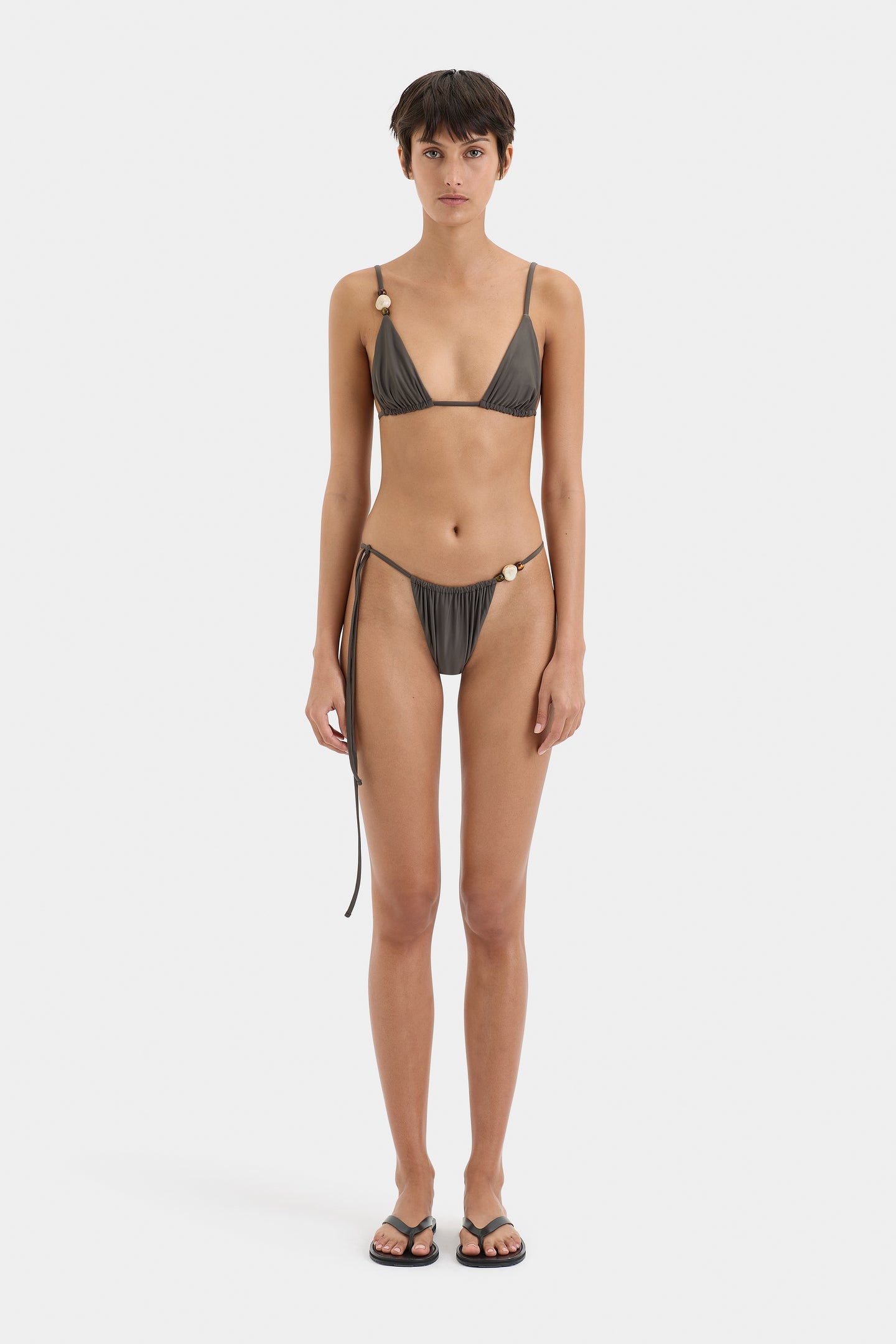 SIR the label Jeanne Beaded String Brief Charcoal