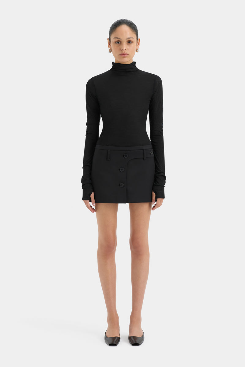 SIR the label Sandrine Button Mini Skirt Black