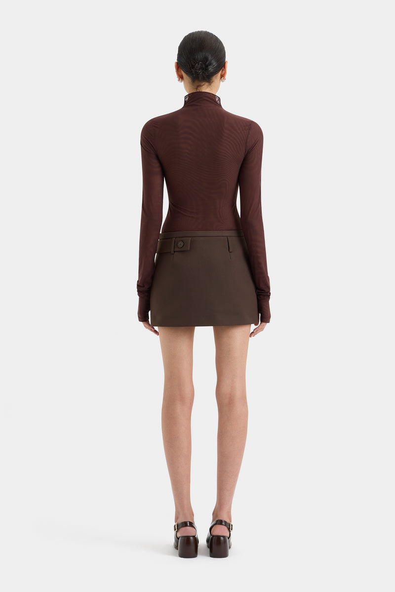 SIR the label Sandrine Button Mini Skirt CHOCOLATE