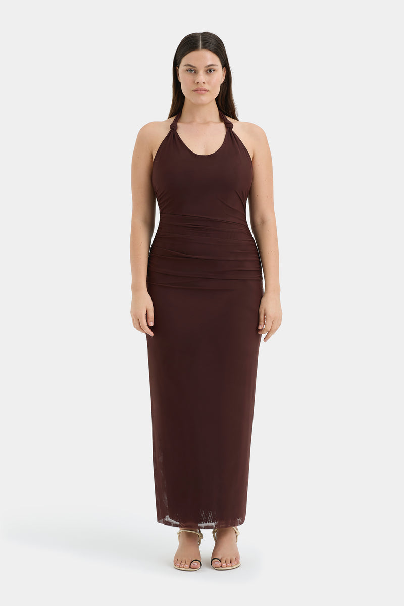 SIR the label Jacques Knot Midi Dress CHOCOLATE