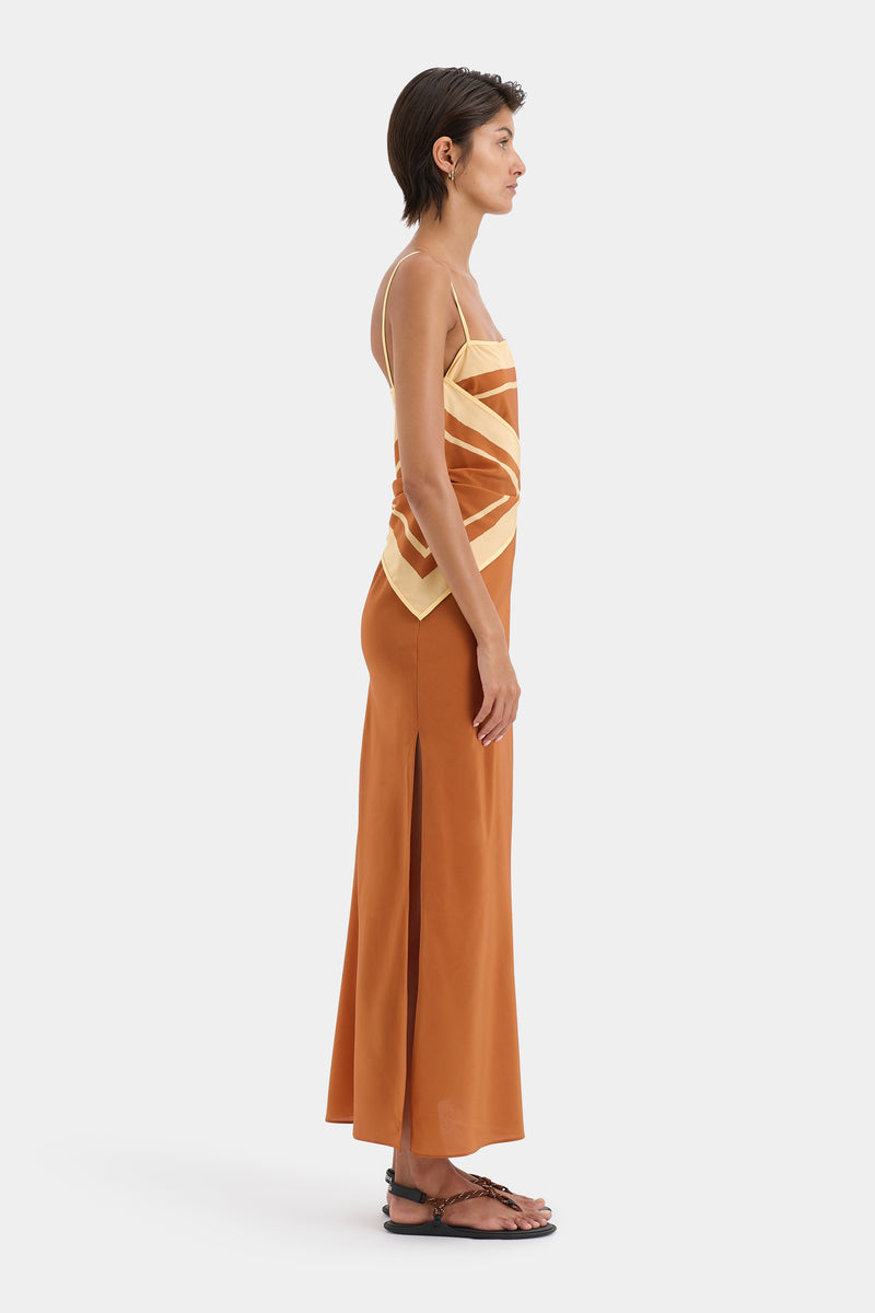 SIR the label Soma Scarf Midi Dress Rust